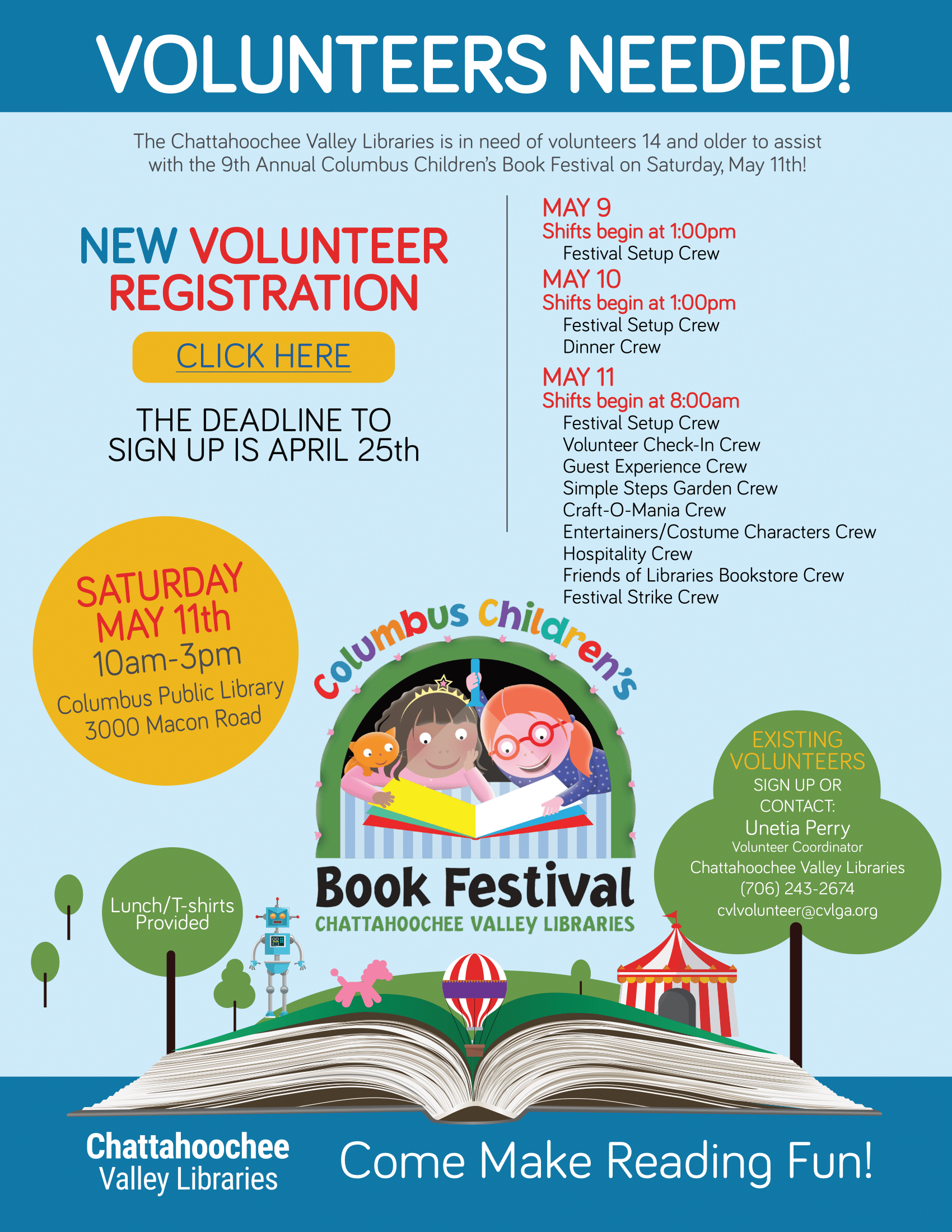 Columbus Children's Book Festival Volunteer Flyer 