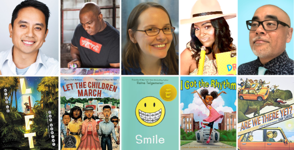 From left: Minh Lê, Frank Morrison, Raina Telgemeier, Connie Schofield-Morrison, Dan Santat.