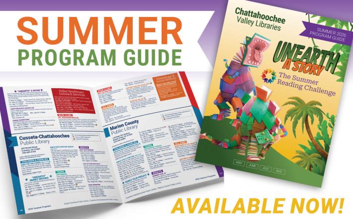Plan your Summer At the Library. Click to Access Our new Program Guide. 